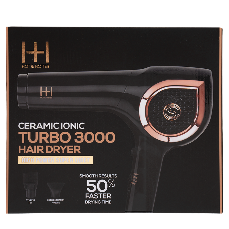 H&H Ceramic Ionic Turbo 3000 Hair Dryer Black