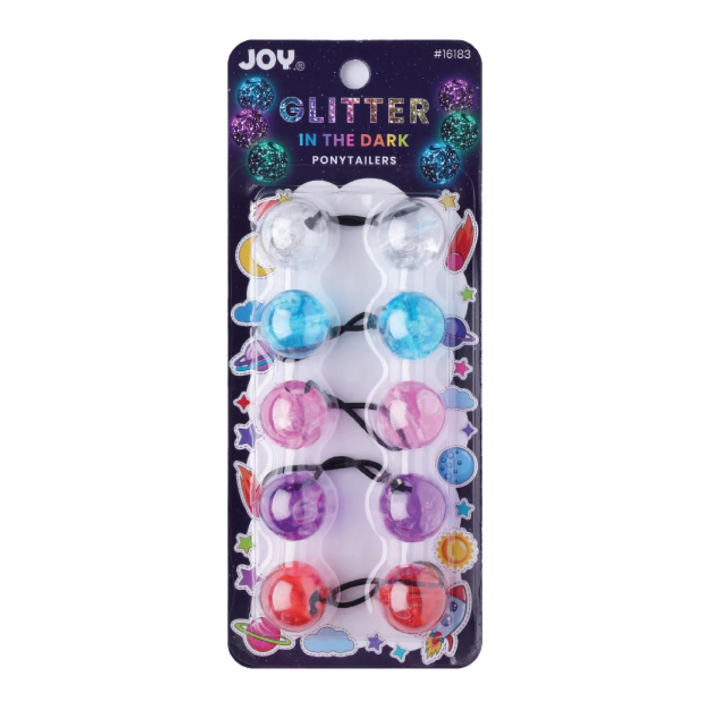 Joy Twin Beads Ponytailer 25mm 5ct Glitter Glow - Multil Color