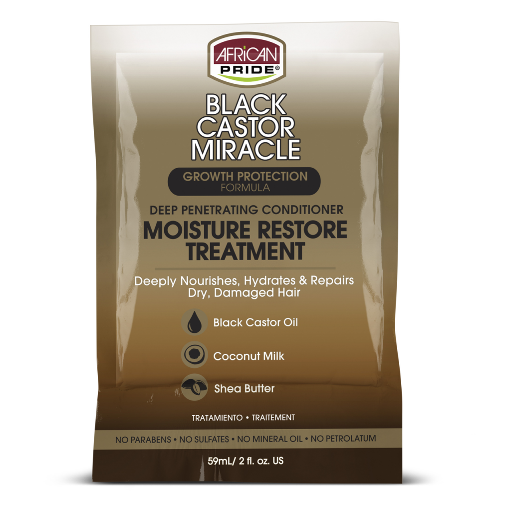 African Pride Black Castor Moisture Restore Treatment 2oz