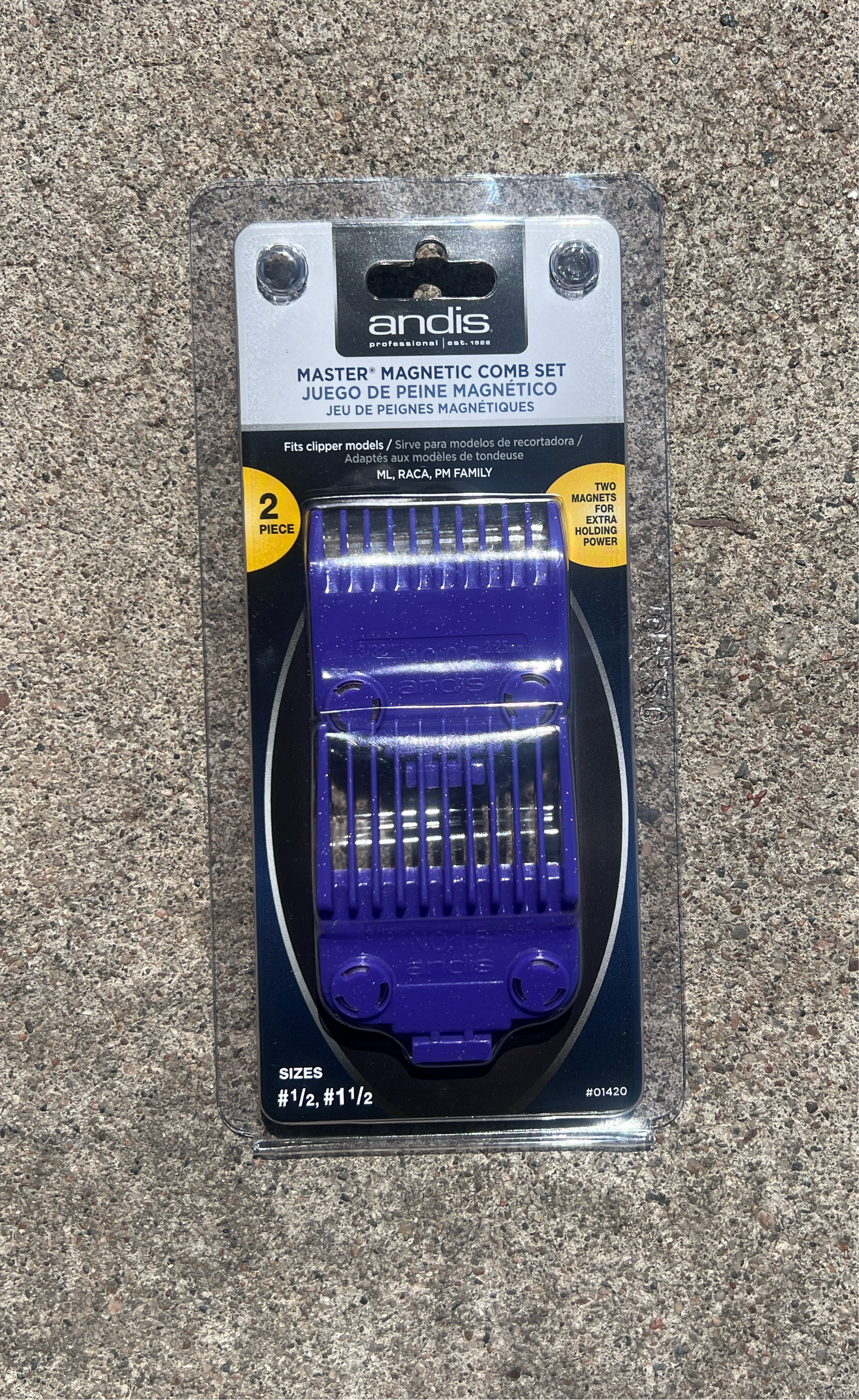 Andis Attachment Comb 01420 Dual Magnetic 2PK #.5 #1.5
