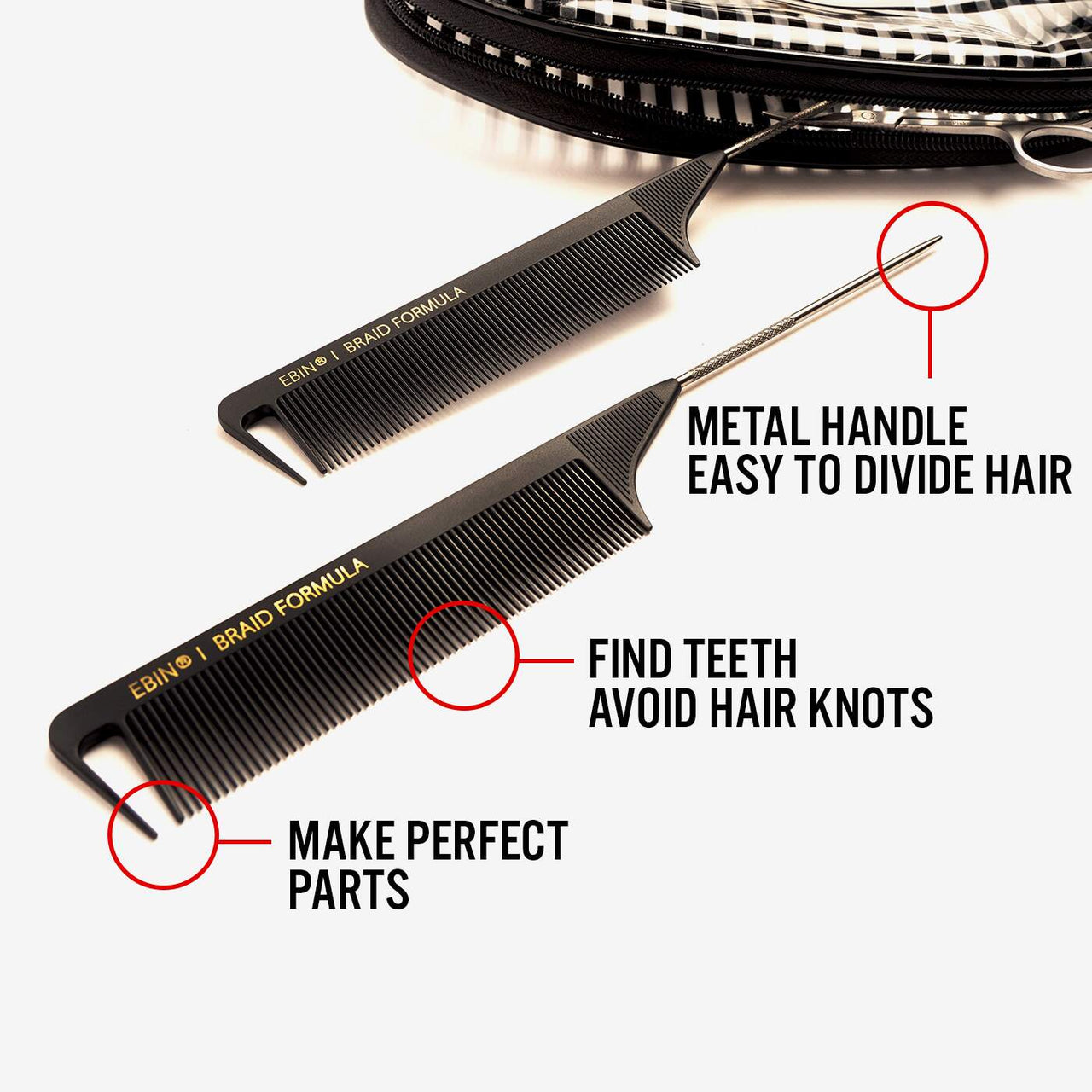 Braid Formula Pin Tail Parting Carbon Comb
