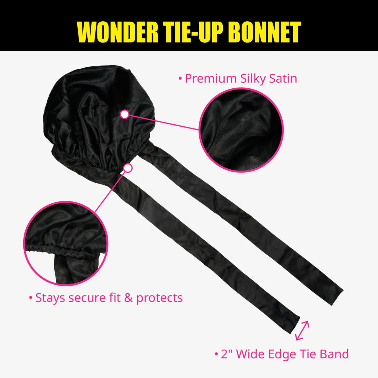 EBIN Wonder Tie-Up Bonnet Regular - Black