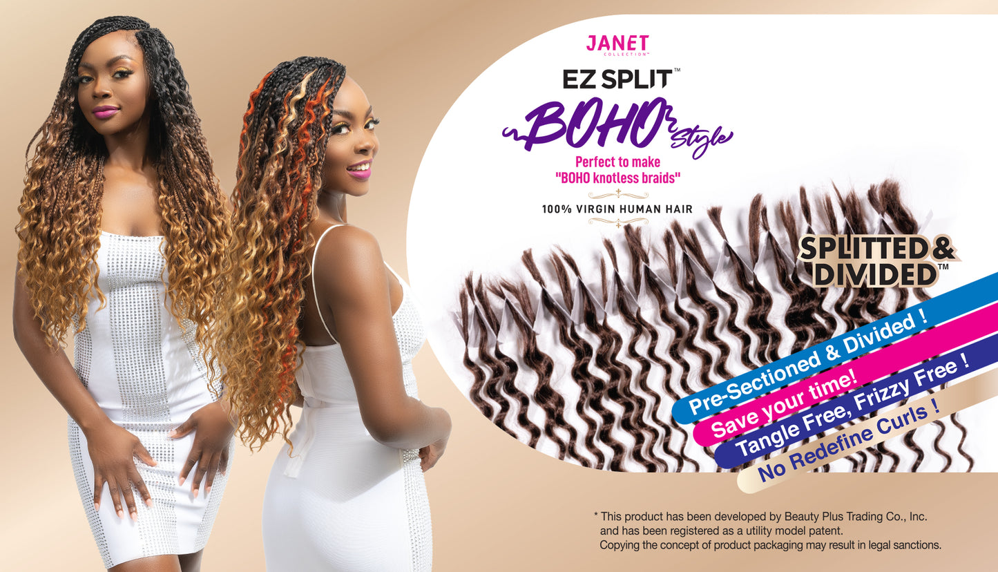 Janet EZ Split Pre-Divided Human Hair New Deep Bulk 18"