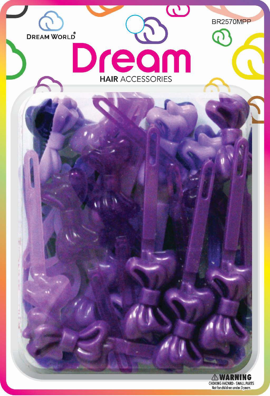 DREAM BARRETTES #70 CREAMY RIBBON 32PC PURPLE MIX