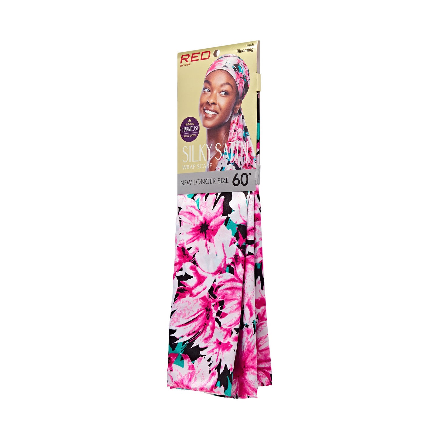 RED SILKY SATIN WRAP SCARF - BLOOMING