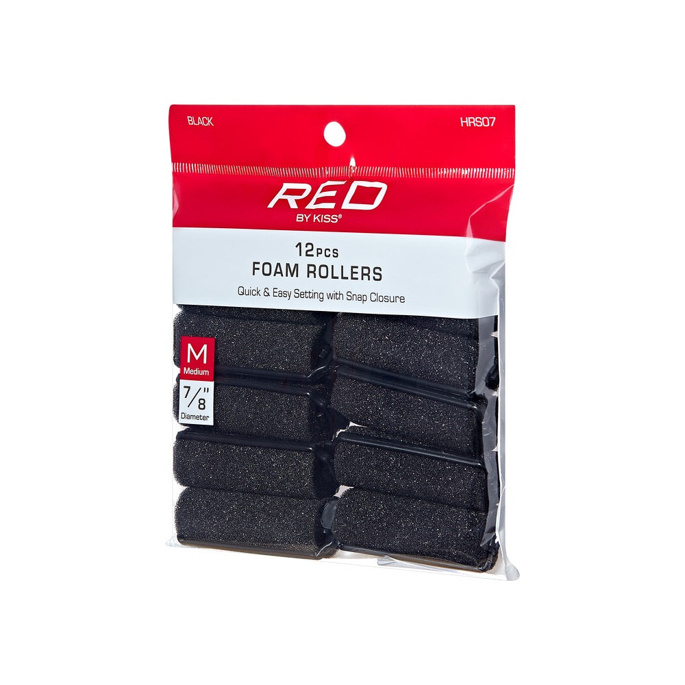 RED Foam Rollers Medium 7/8" 12PC Black