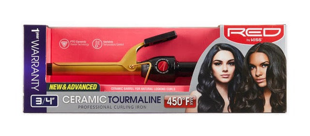 Red Ceramic Ionic Curling Iron 3/4"
