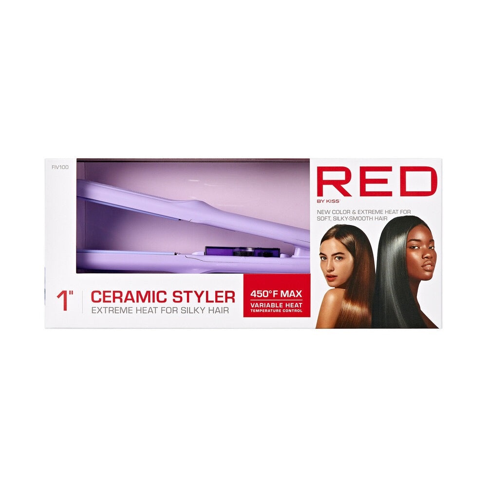 Red 1" Color Ceramic Flat Iron - Purple