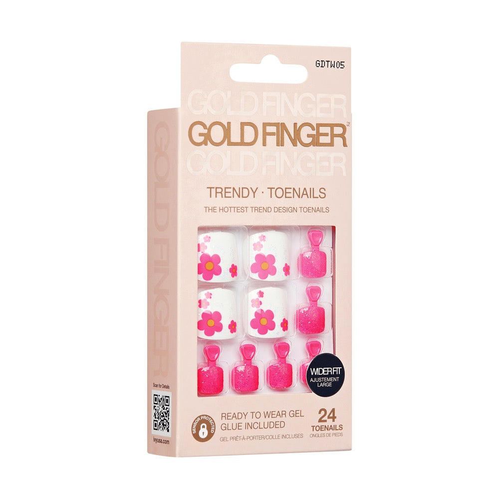 Gold Finger Trendy Wider Fit Toenails Florals