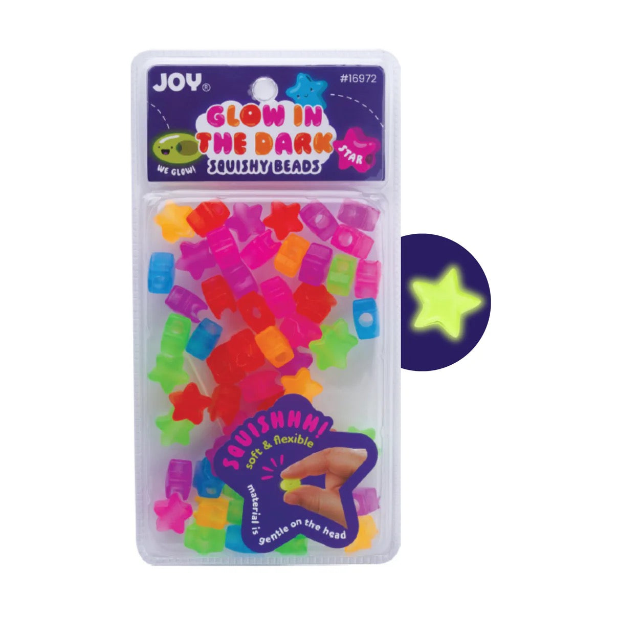 Joy Hair Beads Star Squishy XX Large 16972 GID Assorted