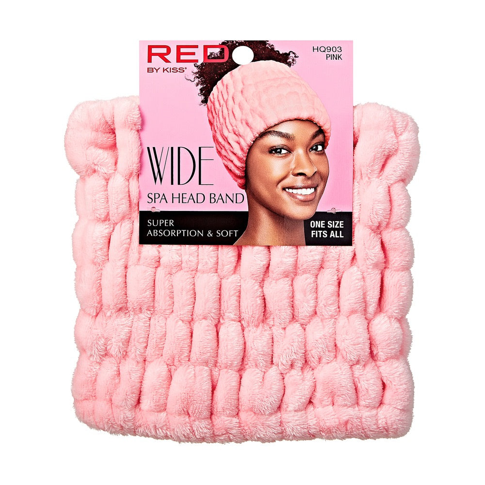 RED Wide Spa Headband Pink