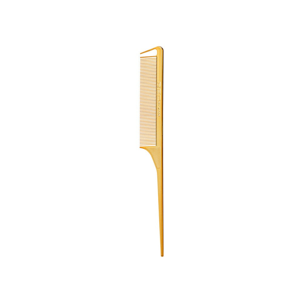 Red Parting Rat Tail Comb Gold Chrome