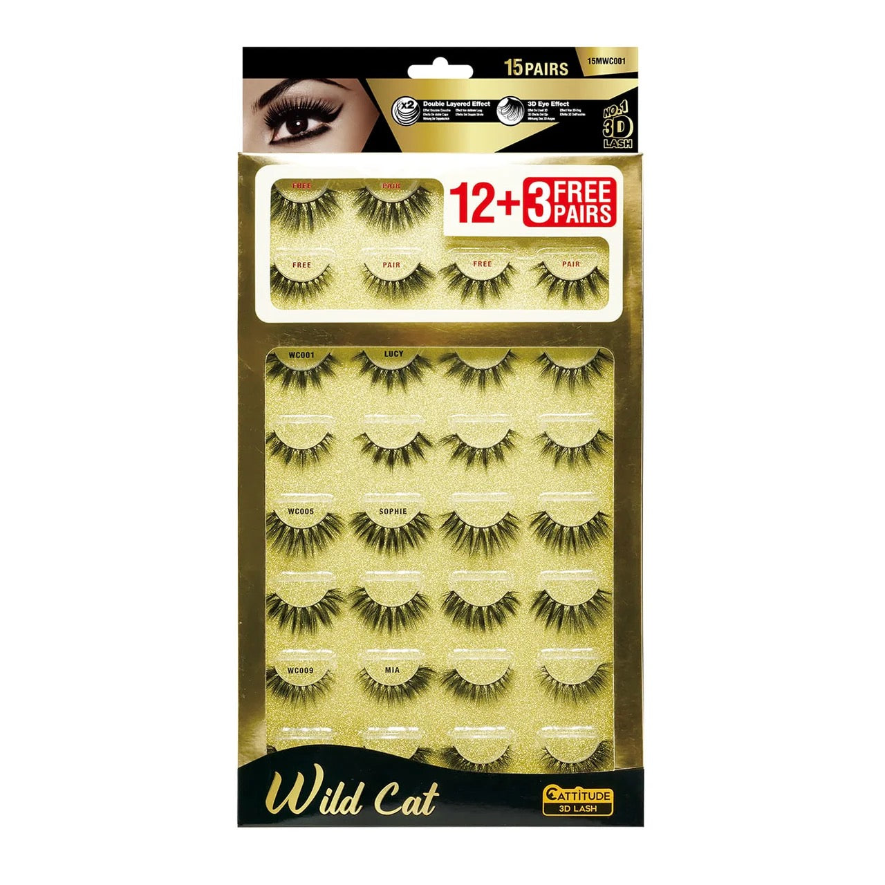 EBIN 15 Pairs Mega Lash Wild Cat