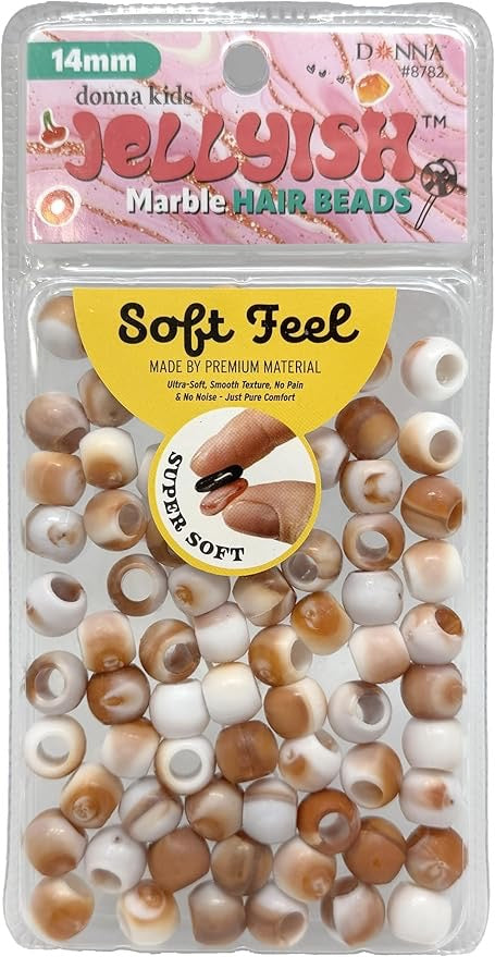 Donna Jellyish Silicone Hair Beads Marble Brown 14mm