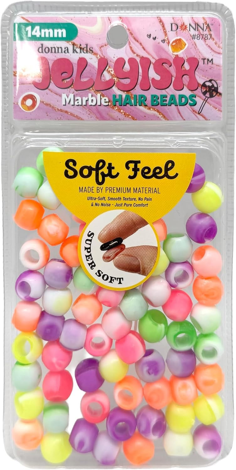 Donna Jellyish Silicone Hair Beads Marble Neon 14mm