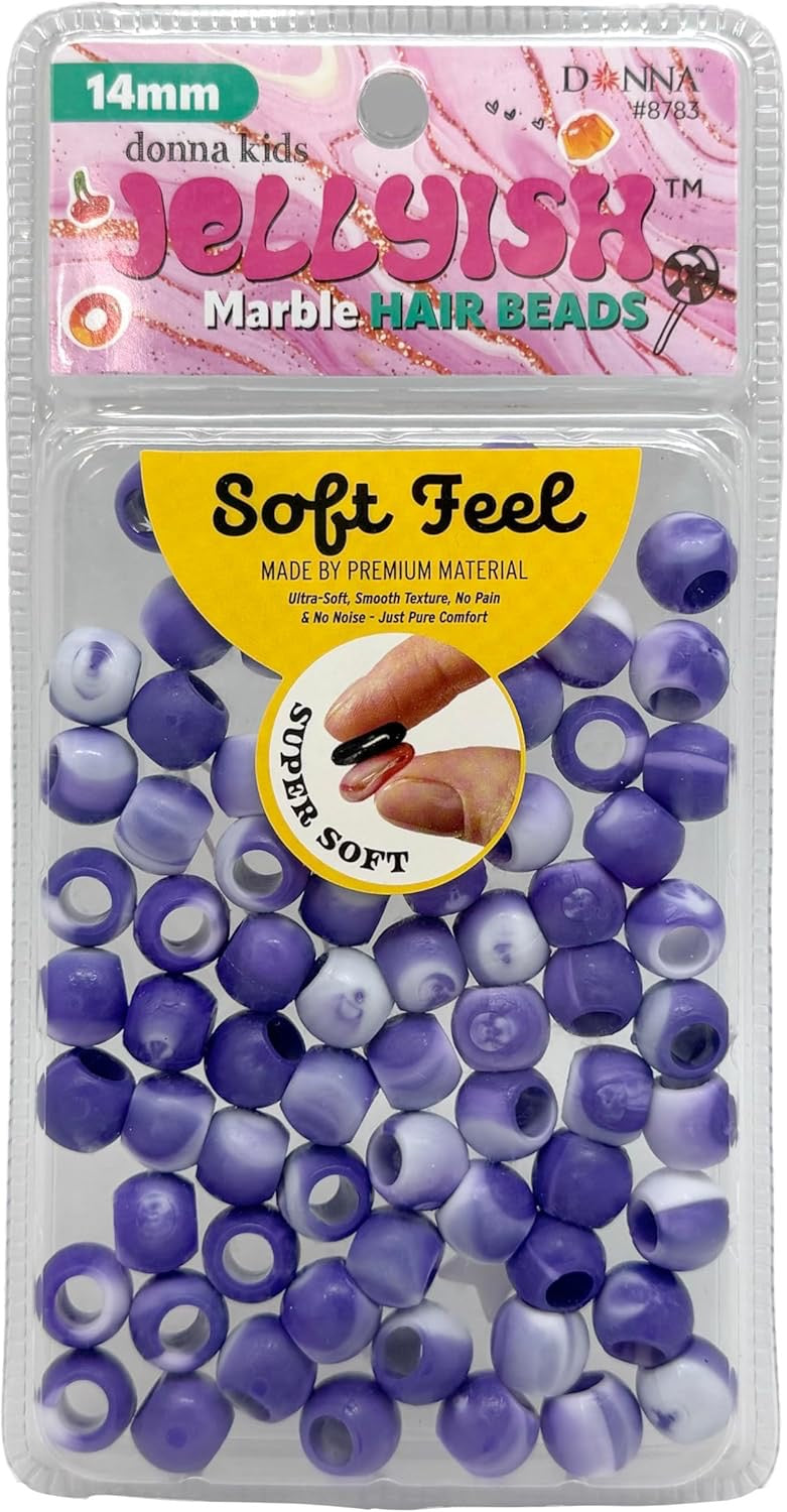 Donna Jellyish Silicone Hair Beads Marble Purple 14mm