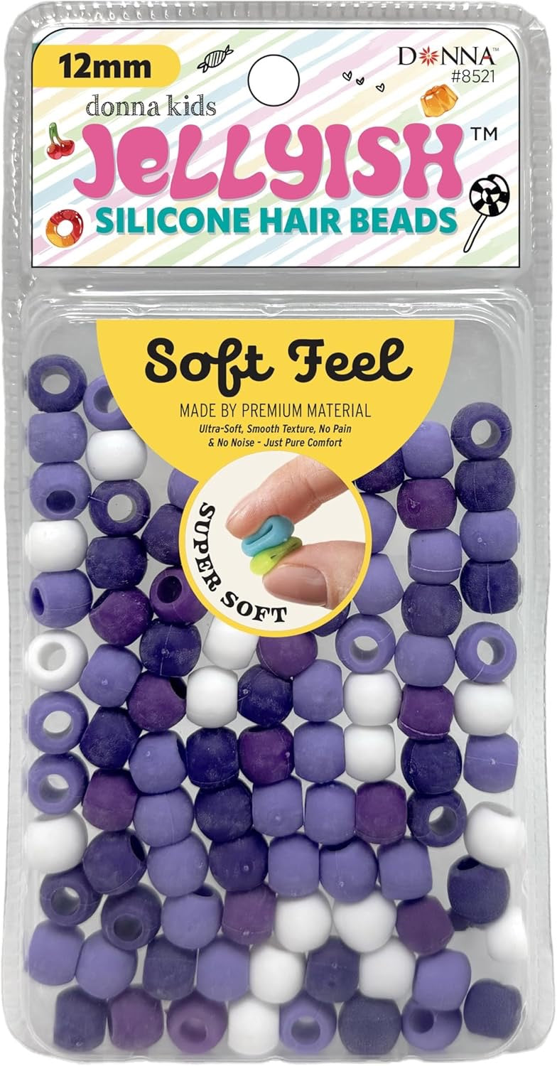 Donna Jellyish Silicone Hair Beads Small Purple Mix 12mm