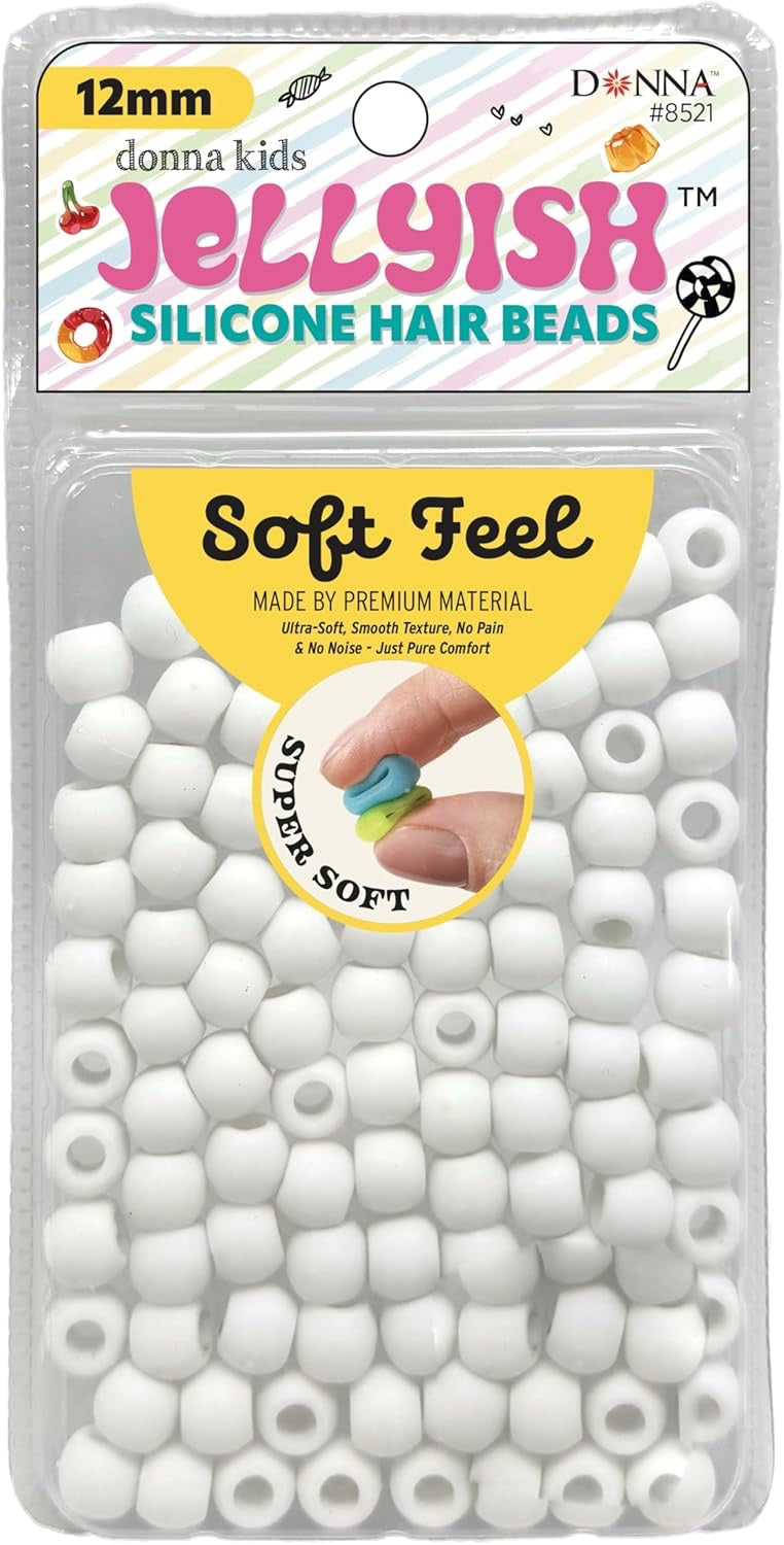 Donna Jellyish Silicone Hair Beads Small White 12mm