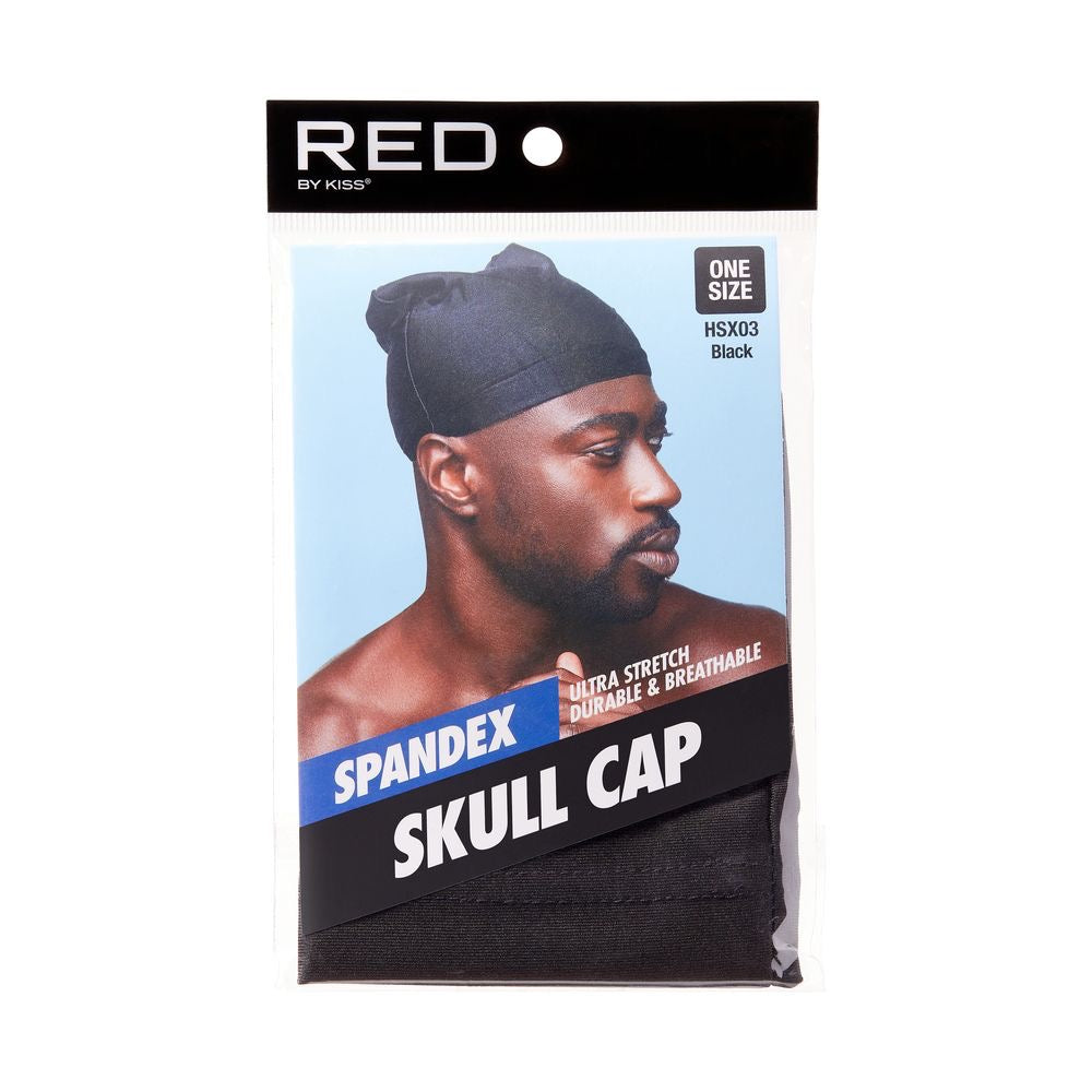 RED Spandex Skull Cap Black