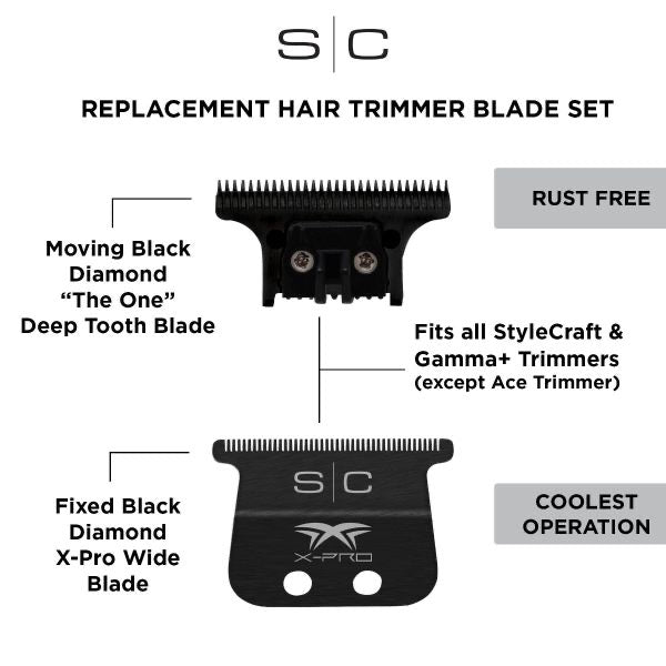 StyleCraft X-PRO Black Diamond Wide Fixed Trimmer Blade