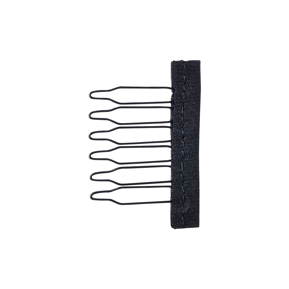 RED Spring Wig Clip With Fabric 3 pcs Black