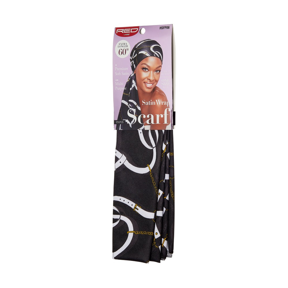 RED Woven Silky Satin Wrap Scarf - Status