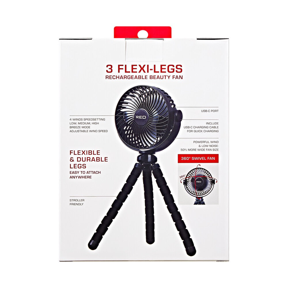 RED 3 Flexi Legs Beauty Fan - Black