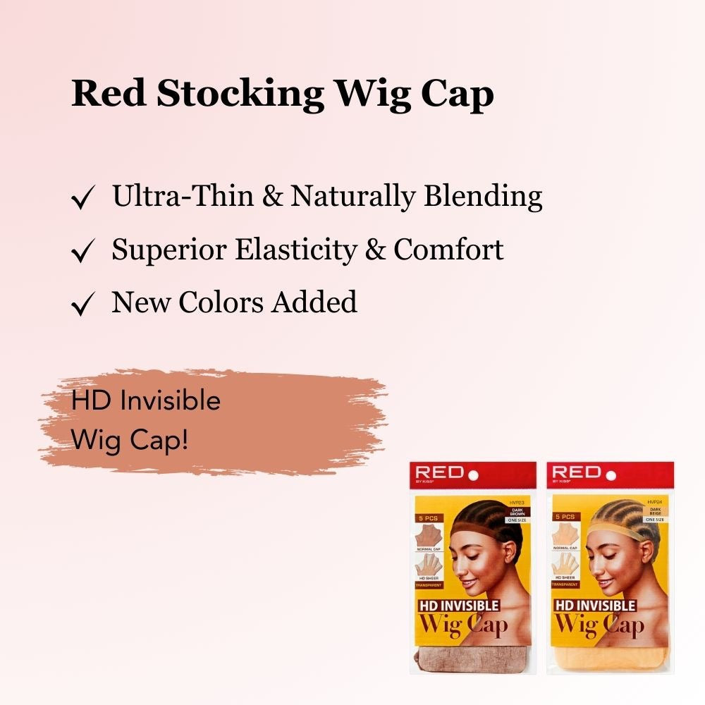 RED HD Stocking Wig Cap 2 pcs Dark Beige