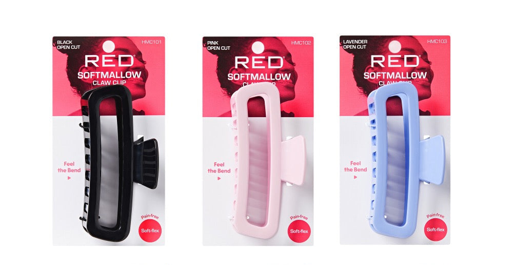 RED Softmallow Claw Clip Open Cut - Black