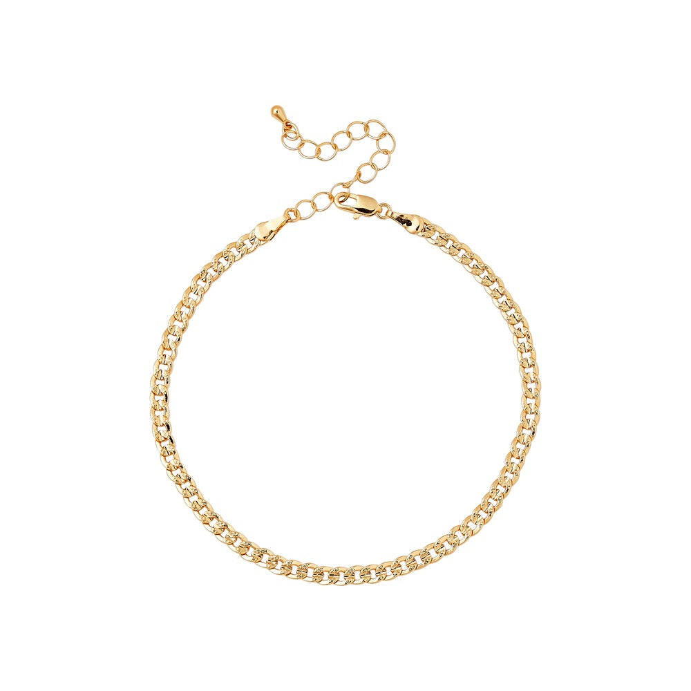 RED Gold Chain Anklet - Curb TX 4mm