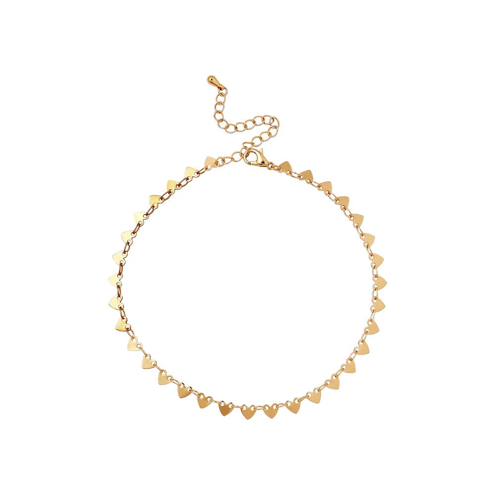 RED Gold Fashion Anklet - Flat Heart