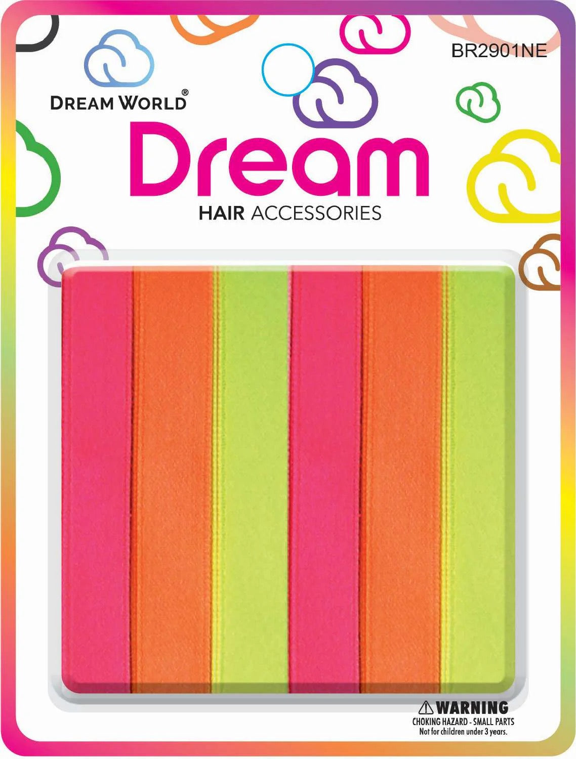 DREAM HAIR RIBBON NEON ASSORTED 6PC .5 IN