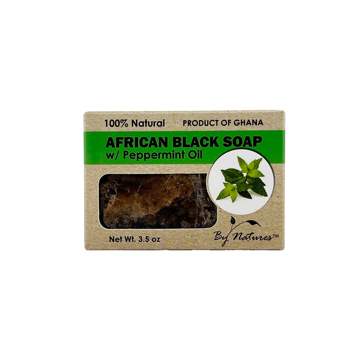 By Natures African Black Soap With Peppermint Oil 3.5 oz