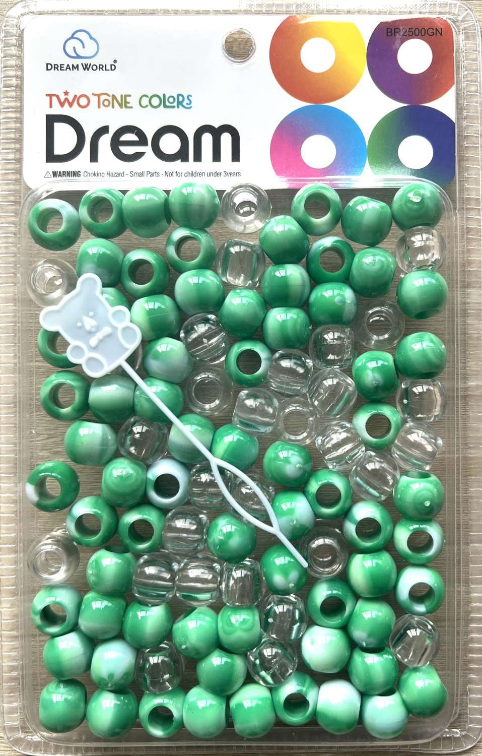 DREAM BEAD 14MM TWO TONE 48PC C/ GREEN