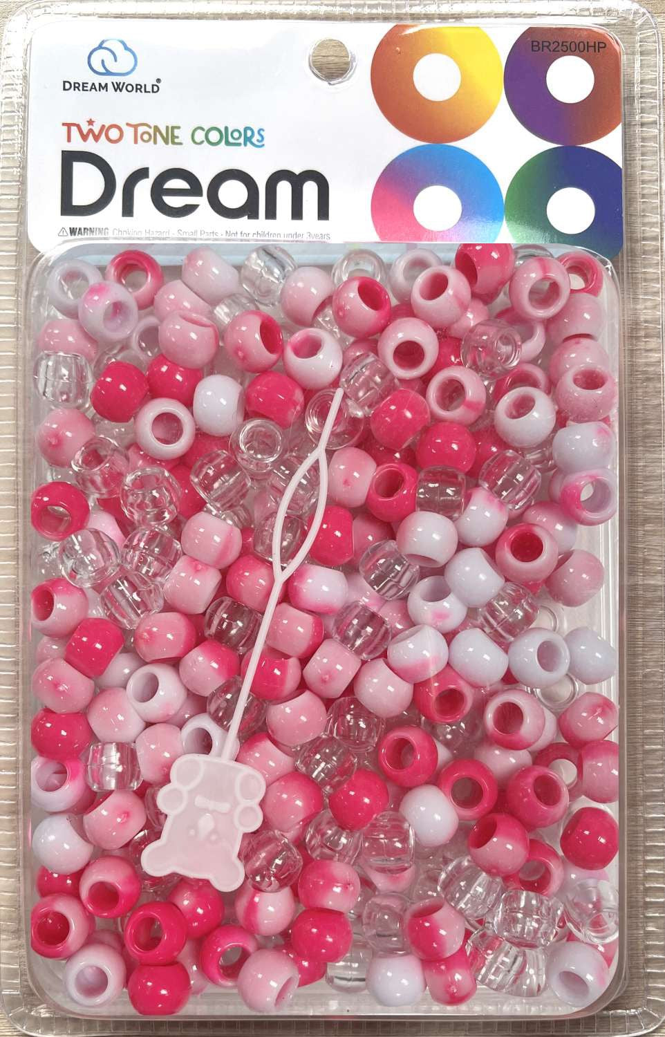 DREAM BEAD 14MM TWO TONE 48PC C/ HOT PINK