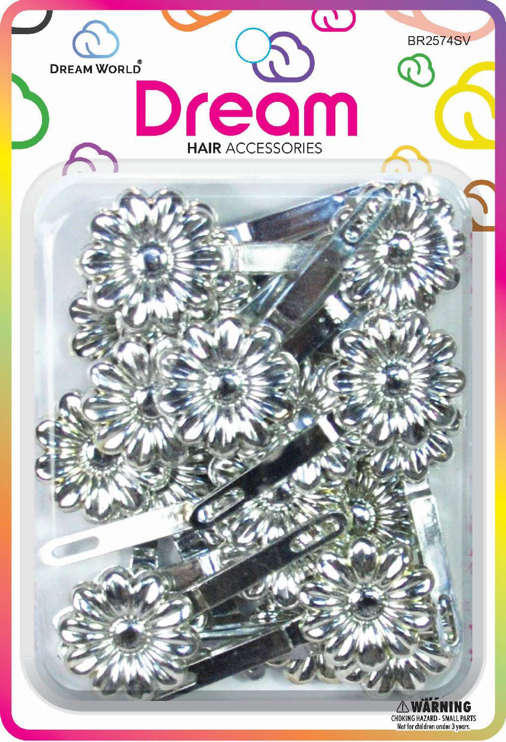 DREAM BARRETTES #74 DAISY 12PC SILVER