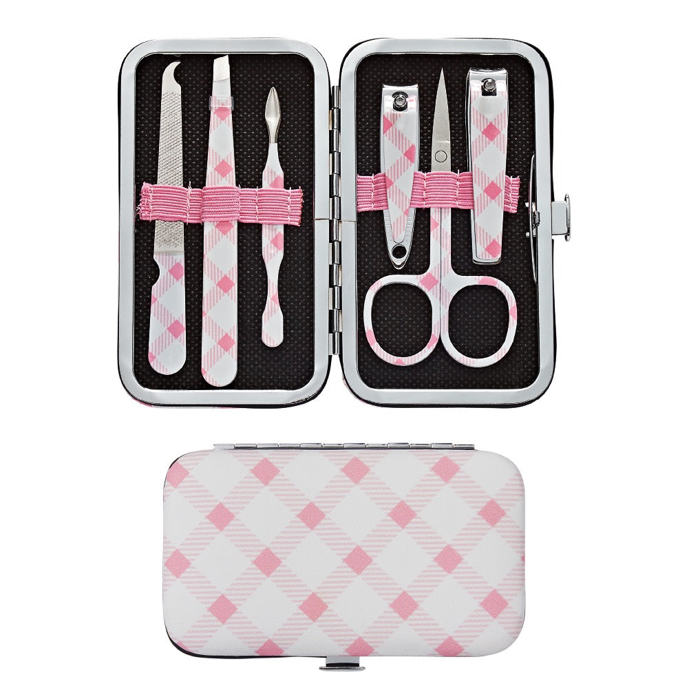 Eclat Essence Mini Mani Pedi Set 6 PC Plaid Print