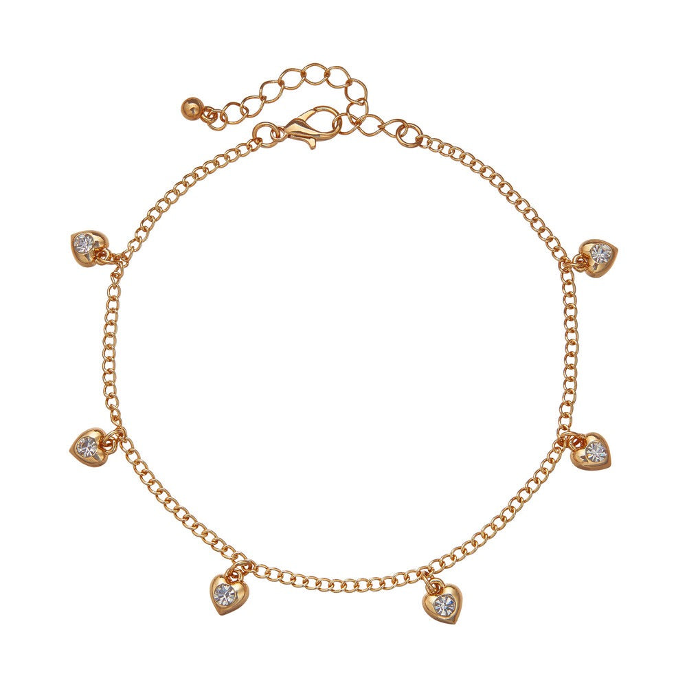 RED Arria Gold Fashion Anklet - Crystal Heart