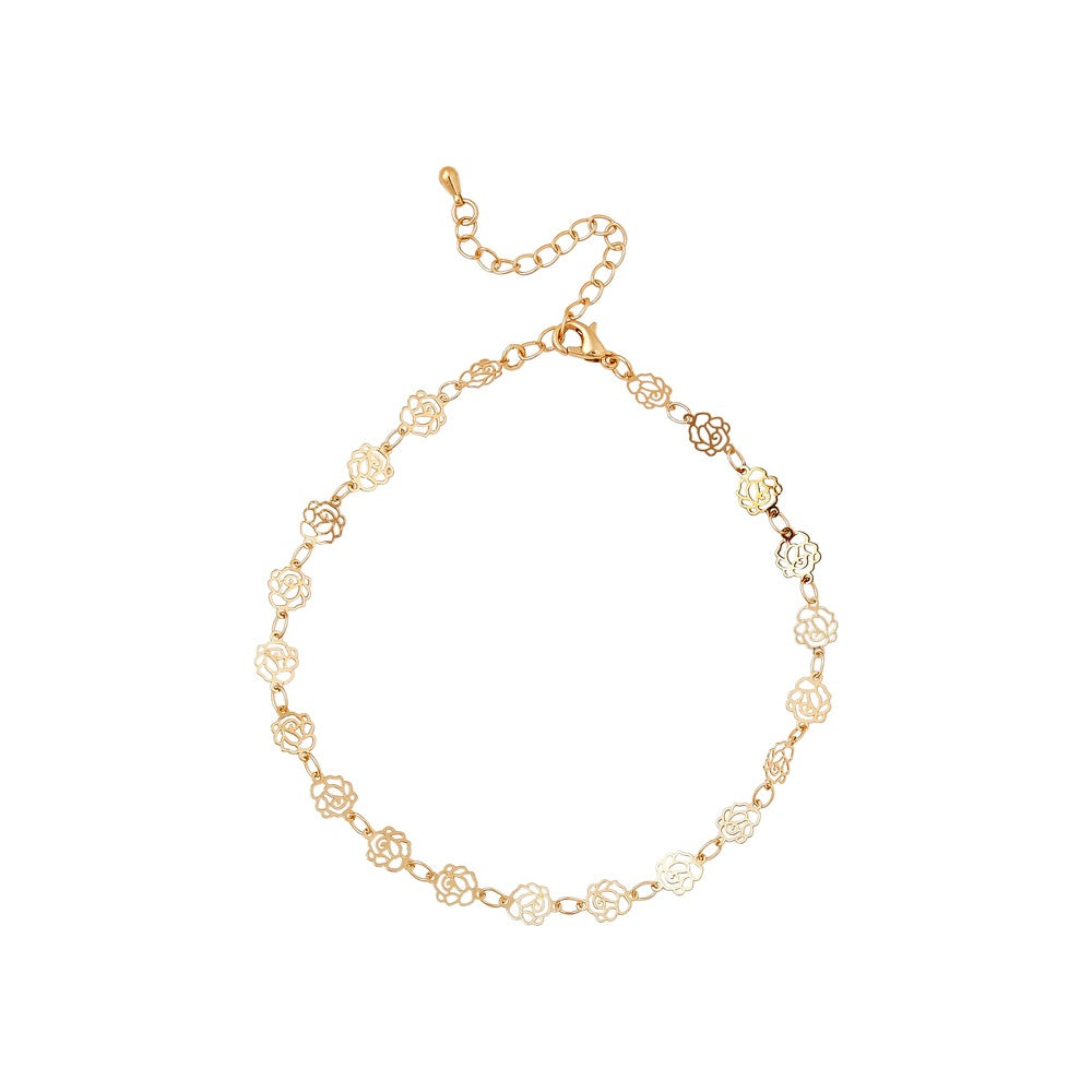 RED Gold Fashion Anklet - Dainty Rose