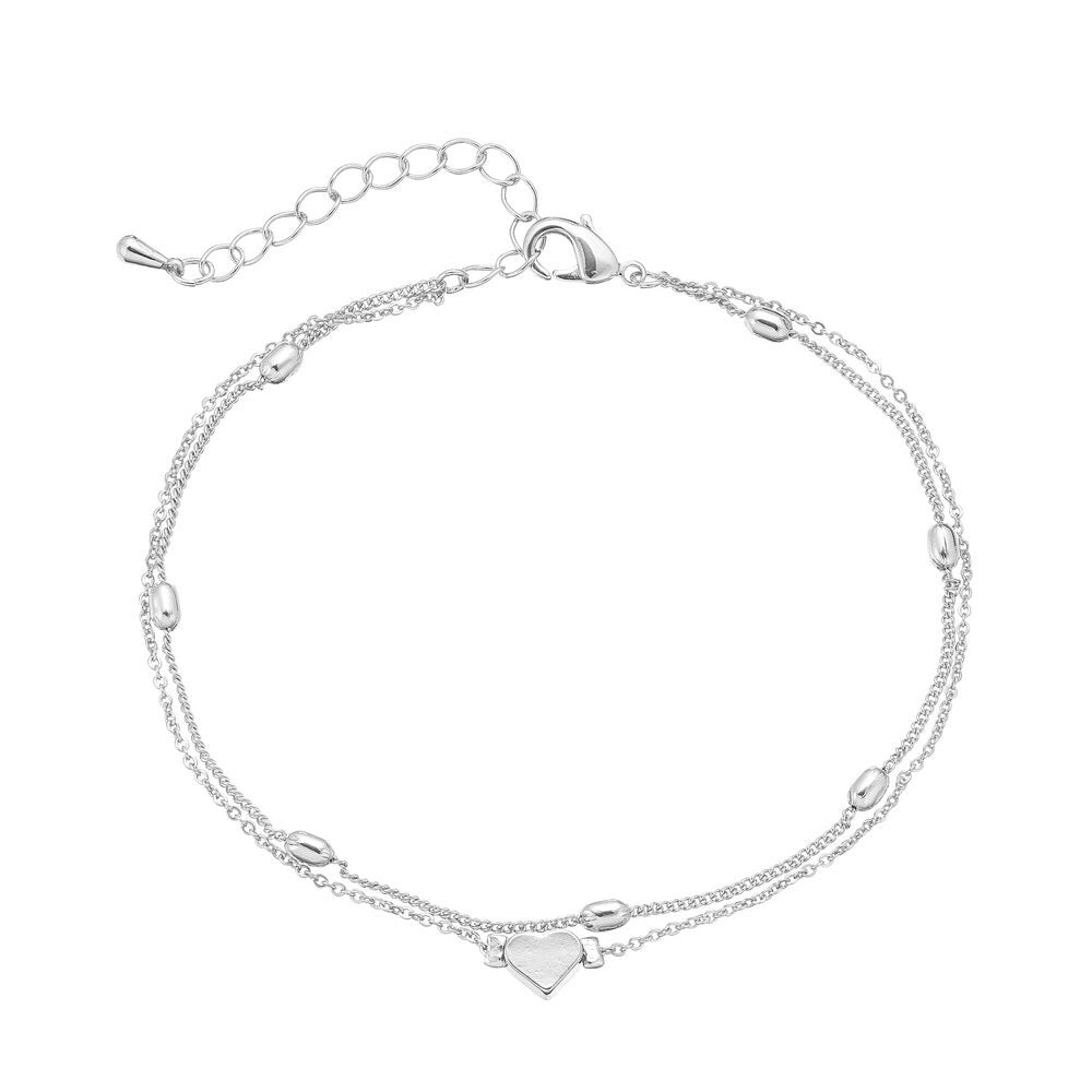 RED Arria White Gold Tone Fashion Anklet - Heart