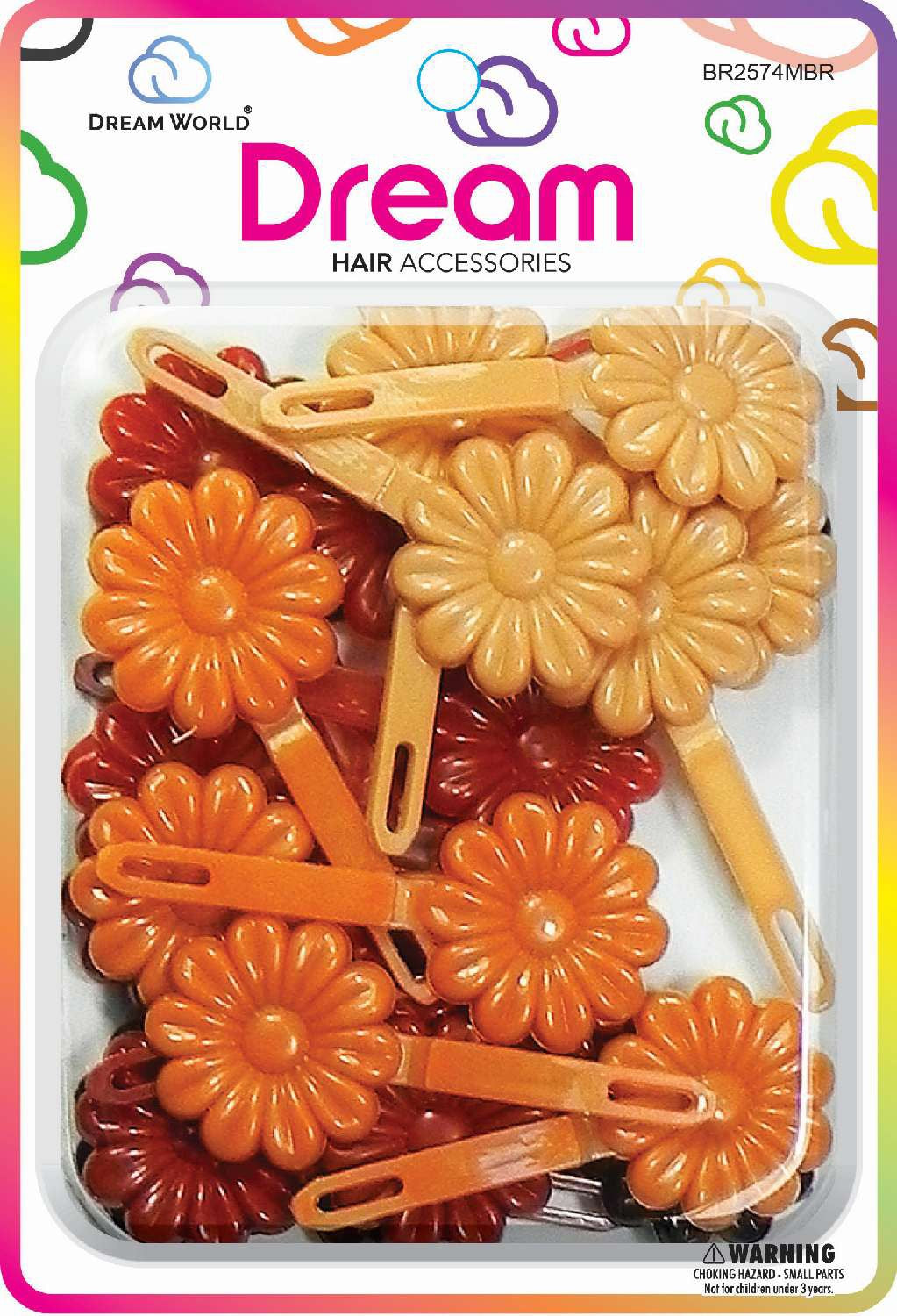 DREAM BARRETTES #74 DAISY 12PC BROWN MIX