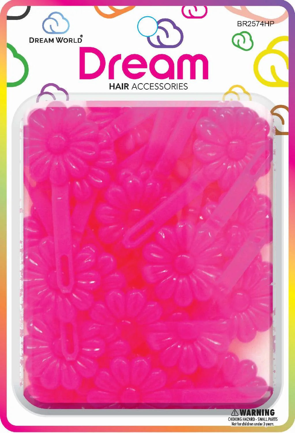DREAM BARRETTES #74 DAISY 12PC HOT PINK