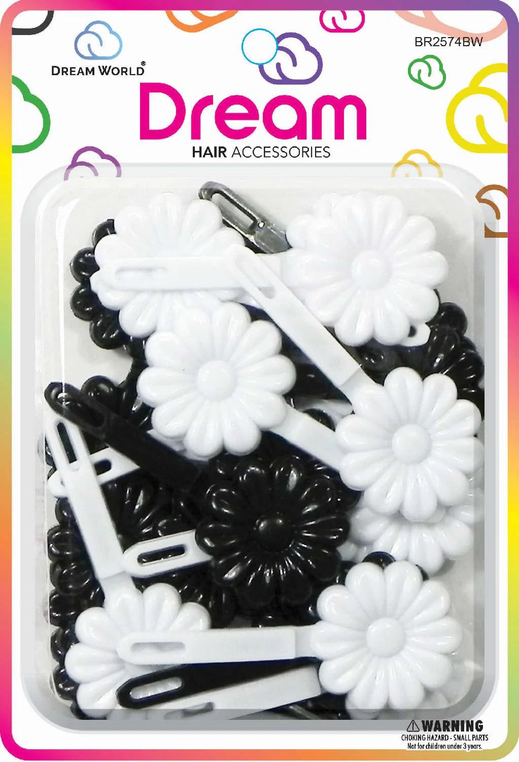 DREAM BARRETTES #74 DAISY 12PC BLACK AND WHITE