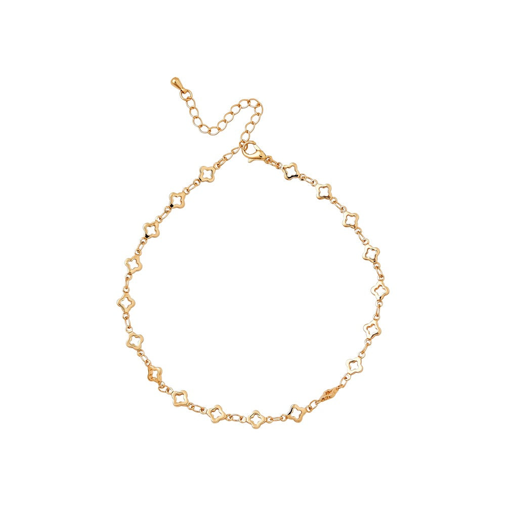 RED Gold Fashion Anklet - Clover