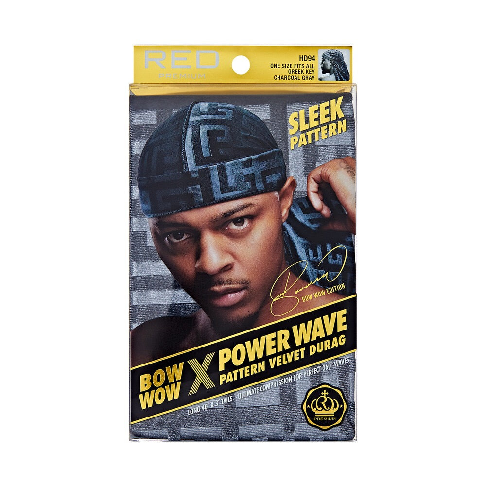 RED PW Pattern Velvet Durag Charcoal Gray HD94