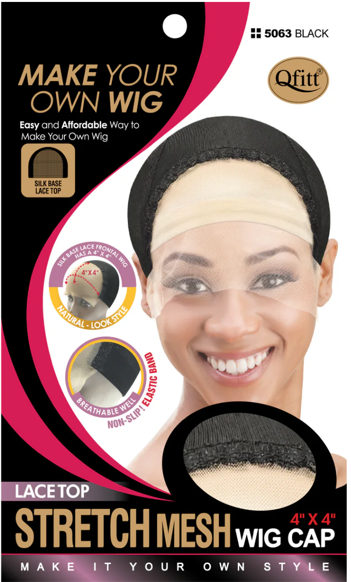 Qfitt Lace Top Stretch Mesh Wig Cap - Black