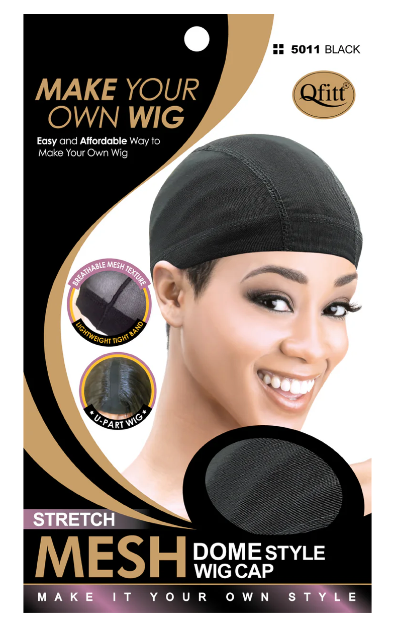 Qfitt Stretch Mesh Dome Wig Cap Black