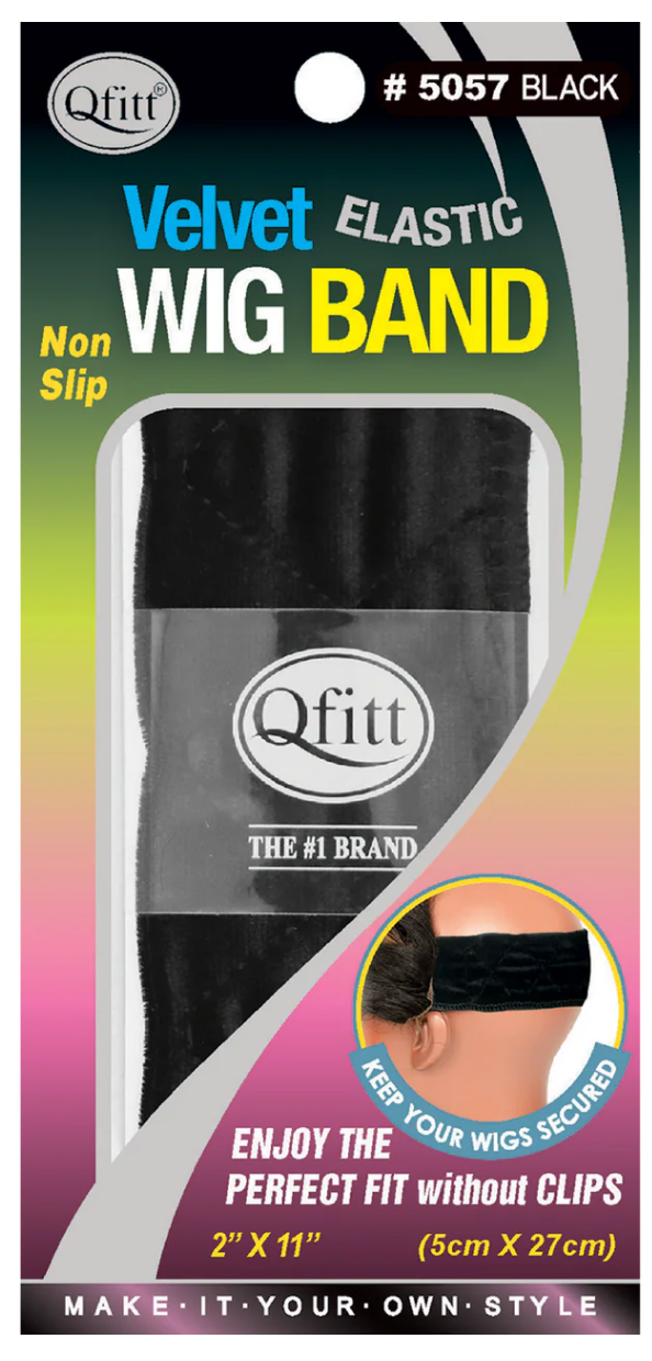 Qfitt Velvet Elastic Wig Band Black 2"x11"