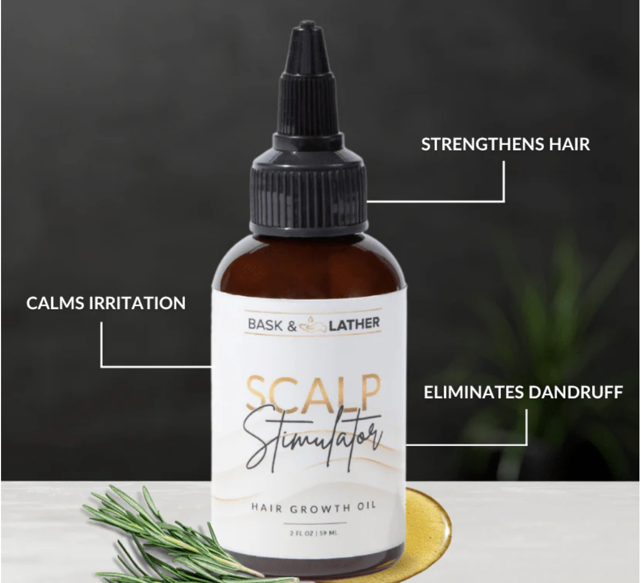 Bask & Lather Scalp Stimulator Hair Growth Oil Jumbo 4 oz