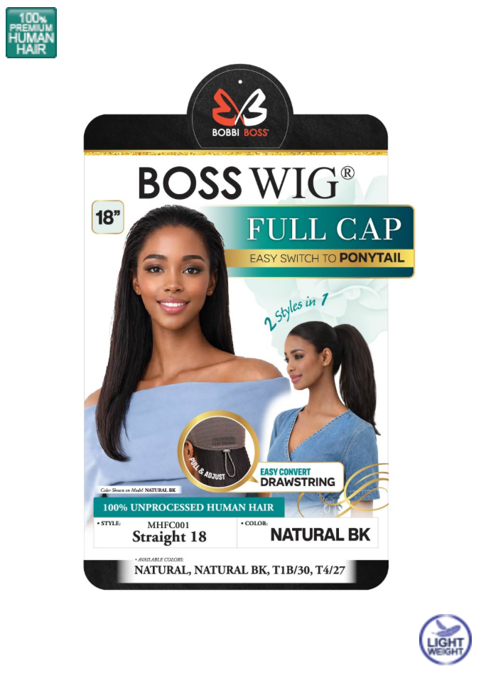 Bobbi Boss MHFC001 Straight 18" Human Hair Full Cap Wig